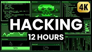 Retro Hacker Simulator 12 Hours (4K Ultra HD) - No loop, no ads in middle | Hacking Screensaver
