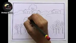 NATURE DRAWING/BEAUTIFUL SCENERY NATURE DRAWING/EASY SCENERY DRAWING/HOW TO DRAW SCENERY WITH PENCIL