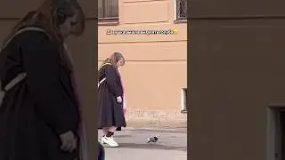 Девушка вышла выгулять голубя😁 