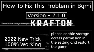 Please Enable Storage Access Permission In Bgmi problem Fix in Android 11 |2022 New Trick 100% Solve