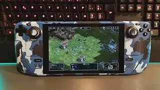 It's 'Age of Empires: Definitive Edition' On a Steam Deck With a Blue Vector Camo Steam Deck Skin!