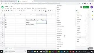Google Sheets - Sample Cofficient of Variation from Data