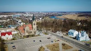 Вилейка - Центральная площадь, костел, церковь и река Вилия
