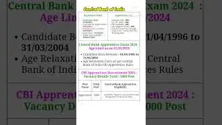 Central Bank of India apprentices recruitment 2024 #centralbankofindia #sathpadhe
