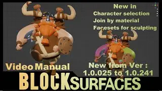 Video Manual Blocksurfaces Blender addon New features Ver 1 0 025to 1 0 241Sel Character,join by mat