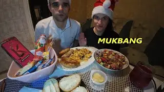 MUKBANG FRIED POTATOES / GRILLED MEAT SAUSAGES / SALAD / EATING MUKBANG ASMR 