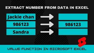 Extract number value from data in excel | Value function in excel | Value Formula