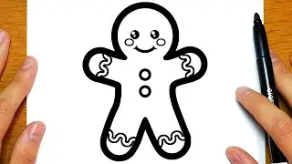 HOW TO DRAW A CUTE GINGERBREAD MAN FOR CHRISTMAS