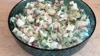 Салат из редиски с яйцом и зелёным луком