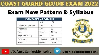 COAST GUARD EXAM PATTERN 2022|COAST GUARD EXAM SYLLABUS 2022|COAST GUARD NAVIK GD/DB EXAM SYLLABUS