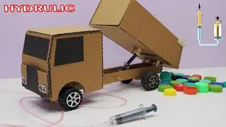 science experiment project make a hydraulic dump truck with syringe