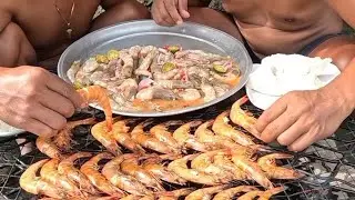inihaw at Kinilaw na Hipon sa Tanghalian! 😱