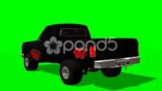 Pickup Truck Car Driving Animation - Green Screen