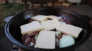 WHEN MEAT MELTS IN YOUR MOUTH. KREMLIN-STYLE MEAT IN A CAULDRON OVER A FIRE.