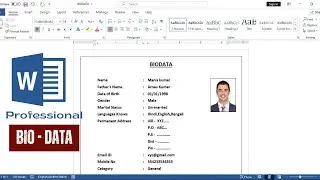How to Create BIODATA in Microsoft Word | Resume in MS Word | Simple BIODATA Format in MS Word
