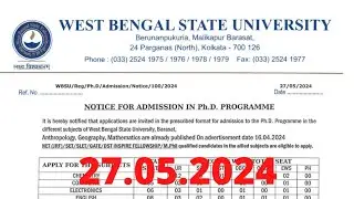 New PhD Notice 2024 | West Bengal State University | PhD in West Bengal | WBSU PhD Admission 2024
