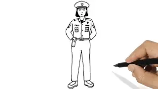 How to Draw a Police Woman Easy - How to Draw a Girl Police  Step by Step - Girl Police  Drawing