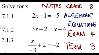 Mathematics Grade 8 Algebraic Equations Exam 4 Term 3 
