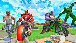 Giant Thanos vs Giant Ironman Bike Race ☠️☠️😱 - Indian Bikes Driving 3d