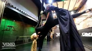вис на подколенке /  воздушные полотна - уроки / школа танцев Завод