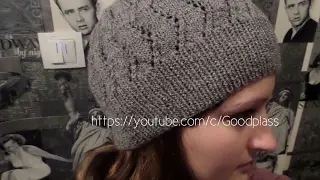 Ажурная шапка вязаная спицами. Вязание по кругу.