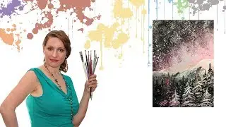 Как нарисовать Звездный пейзаж акрилом или гуашью