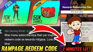 Finally RAMPAGE REDEEM Code👍15 Minuits Left | ff redeem code today | free fire redeem code today