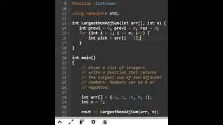 Largest sum of non-adjacent numbers #dailycode #dailycoding #codingchallenge #codingchallenges
