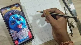 Maa Kali face outline drawing/ kali puja drawing/ mahakali drawing/fatakeshto kali puja #kali
