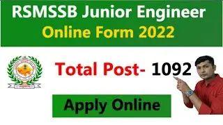 RSMSSB Junior Engineer Recruitment-2022 I Apply Online Across India I