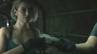 Leon Gives Jill an Unloaded Gun and She Shoots it