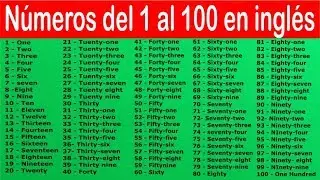 Numeros del 1 al 100 en inglés. Numbers from 1 to 100 in English.