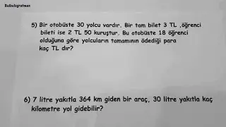 5.sınıf dört işlem problemleri @okulcu #matematik #kesir #problem