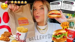 Eating My SUBSCRIBER'S FAVORITE FAST FOOD ORDERS For 24 HOURS!