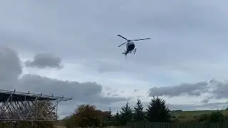 Helicopter lands on Layher Helipad in Scotland Wednesday 23 October 2019