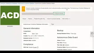 Snapshot standby database on Autonomous Database on Dedicated Exadata Infrastructure and ExaCC