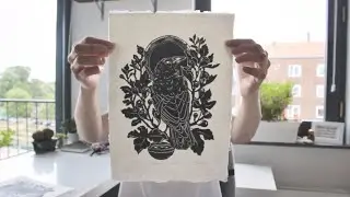 Linocut carving and printing - short film by Maarit Hänninen