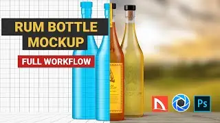 Creating Rum Bottle Mockup. 3D Modeling and Photoshop Workflow
