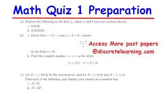 Math Quiz 1 Preparation – Full Step-by-Step Solutions