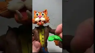 Кот Леопольд под озверином из пластилина. 