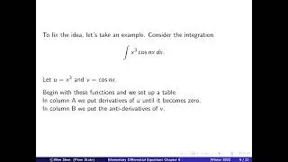 V8-5 Tabular Method for integration by parts, examples. Elementary differential equations