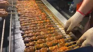 Amazing ! BBQ Skewers, Roasted Chicken Rolls - Taiwanese Street Food
