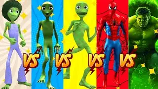 dame tu cosita vs me kemaste vs hulk vs spiderman👽 DANCE CHALLENGE 👽 green Alien dance