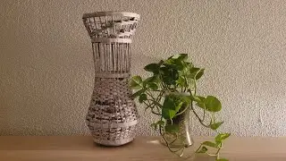 ART NEWSPAPER VASE, Make vase from newspaper, Newspapers craft ideas, weaving art newspaper vase