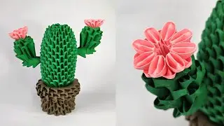 3D Origami CACTUS | How to make a modular cactus