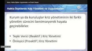HALKLA İLİŞKİLER UYGULAMALARI ve ÖRNEK OLAYLAR - Ünite1 Özet
