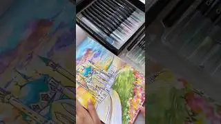 Скетч с главной красавицей Казани ❤️ рисунок выполнен аквамаркерами 🖌️ #рисуем #watercolor #sketch