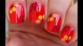 Fall Flower Nail Art 2024 | Red Nails With Floral Nail Design For Beginners | DIY