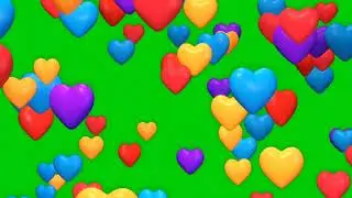 Falling Hearts Green Screen || love || Green screen no copyright free || 