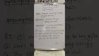 English Vocabulary Lesson Of the Day: STINGY #learn #english #education #ytshorts #spokenenglish